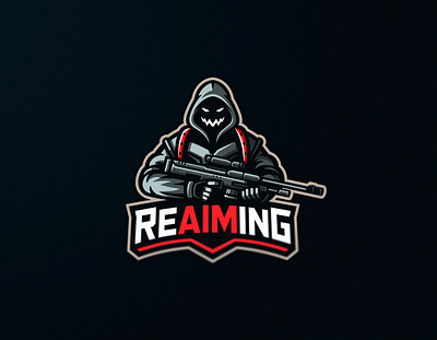 Reaiming aim dmitry krino esportslogo ghost hood mascot logo rifle sniper streamer twitch