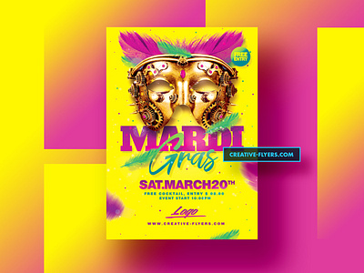 Mardi gras Flyer Template adobe carnival flyer creativeflyers design flyer templates graphicdesign illustration mardi gras mardigras marketing mask masquerade photoshop psd files venetian