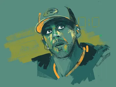 Rodgers athletics branding design drawing football greenbay illustration nfl packers portrait portrait illustration procreate sports vector