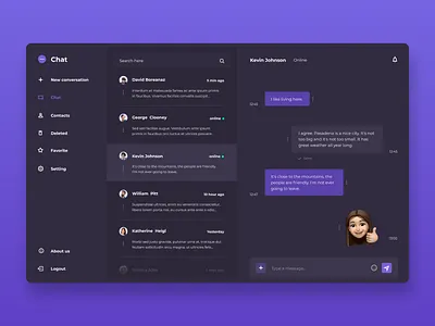 💬 Chat - Inbox. chat app chatting dark ui inbox interface message ui web app