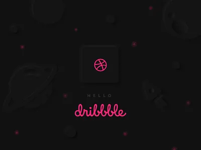 Hello Dribbble! 👨🏼‍🚀 dark dark theme design dribbble hello hello dribble illustration logo minimal neumorphism space universe vector