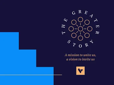 The Greater Story Branding blue blue and white branding clean design gold jesus logo mission navy vision
