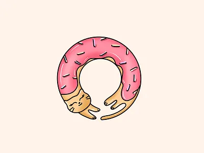 Pink Icing Kitty Doughnut with Sprinkles cat chocolate dessert illustration doughnut food illustration kawaii kitty sprinkles sweets vanilla