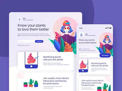 Gee Plant encyclopedia app cactus character character design colors design desktop illustration landing mobile ui ux vector visual design web