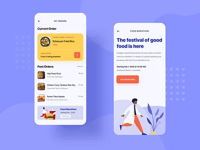 Food App app art design food app illustration mobile order ui ux vector