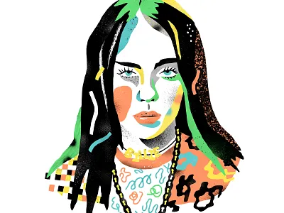 Billie Eilish antoine corbineau character digital folioart illustration music pattern portrait texture