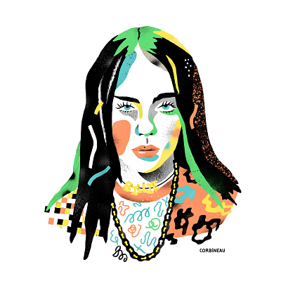 Billie Eilish antoine corbineau character digital folioart illustration music pattern portrait texture