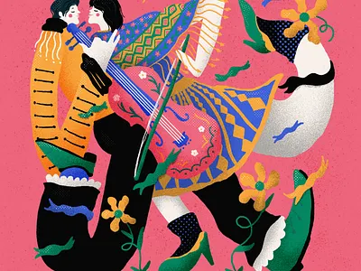 Mariachi Love 01 couple flower illustration mariachi mexico violin