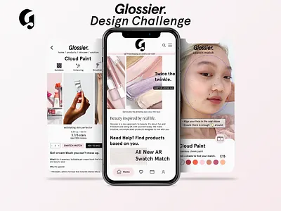 Glossier Design Challenge Mockup app ar augmented reality augmentedreality fashion glossier makeup minimal skincare ui ux