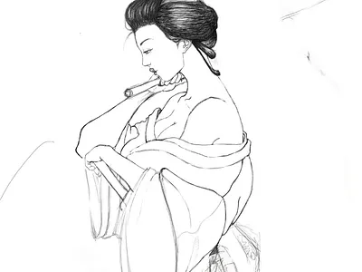 Geisha Sketch design geisha illustration pencil pencil drawing sketch