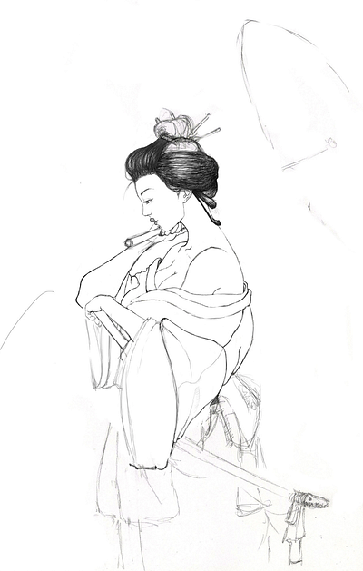 Geisha Sketch design geisha illustration pencil pencil drawing sketch