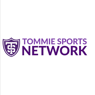 Tommie Sports Network Logo branding branding and identity design flat logo modern network purple sports typogaphy university