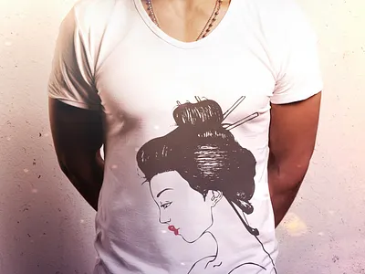 Geisha Tee design geisha illustration pencil pencil drawing sketch vector