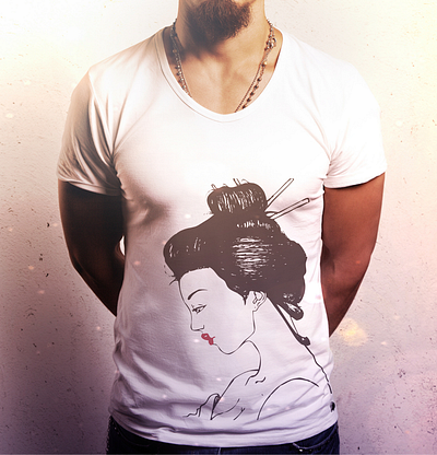 Geisha Tee design geisha illustration pencil pencil drawing sketch vector