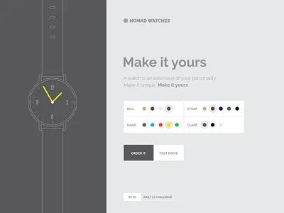 Configure your watch landing page configurator dailyui dailyux dailyuxchallenge landing pages options watch