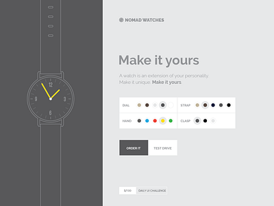 Configure your watch landing page configurator dailyui dailyux dailyuxchallenge landing pages options watch