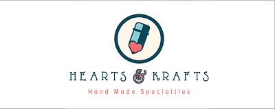 Hearts & Krafts Logo with Tagline branding design illustration lettering logo pencil pencil drawing typography vector