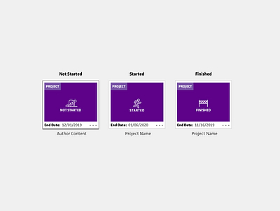 Project States card education finished learning not started project started states ui