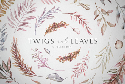 Twigs and Leaves design floral floral frame flowers graphic graphic design graphic elements graphics greenery frame illustration illustrations leave leaves leaves frame minimal twigs wall art watercolor leaves watercolor wedding wreaths