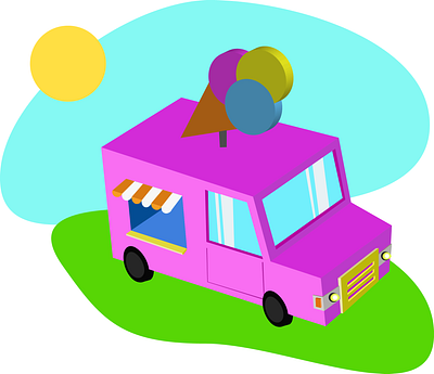 icecream truck illustrator design flat illustration logo vector