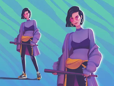 Character illustration art character character design design fashion fashion illustration girl illustration purple teal texture yellow