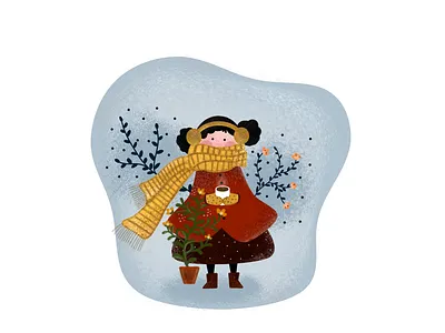 it's so cold!!!⛄️ art artwork charachter design flat girl illustration illustrator winter