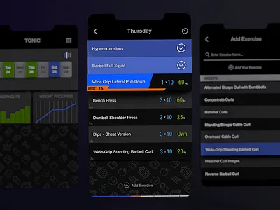 Gym training app 3d cinema4d dark mode dark ui gym app mdgymapp training app ui design