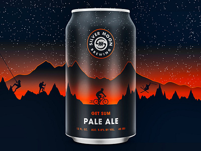 Silver Moon Brewing - Get Sum beer bike biker brewery can craft beer gradient hike illustration northwest orange oregon outdoors package design packaging