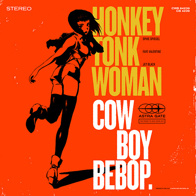 Honkey Tonk Woman anime blue note blue note records collage cowboy bebop jazz record cover record label typography