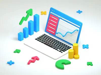 Finance Illustration app c4d finance graphic illustration macbook octane render stats