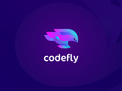 Codefly second logo version blue brand branding codefly coding cyan design hawk it logo logo design logotype pink programming purple vector