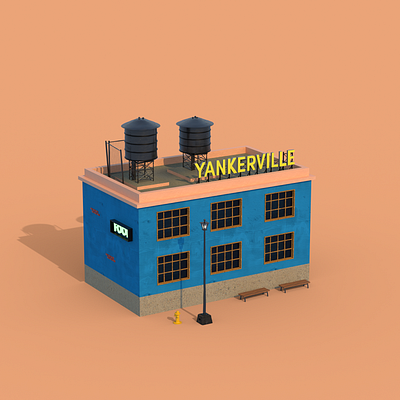 Yankerville Warehouse 3d 3d art 3d model 3d texturing building city miniature octane paper city small city vr website