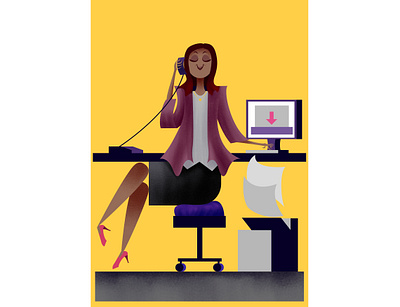 Calls in / Prints out administration affinity designer character design digital flat design illustration office posing vector vector artwork