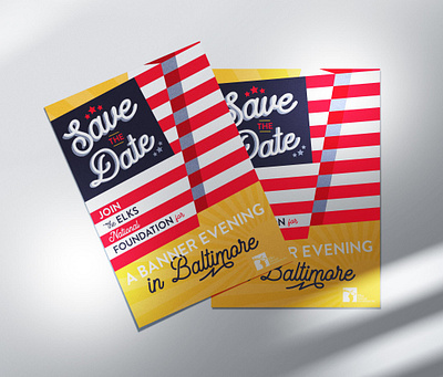 Banner Evening in Baltimore Save the Date america american american flag americana blue flag illustration invitation card invitation design invite invite design patriotic red save the date sun sunny vector vector illustration white yellow