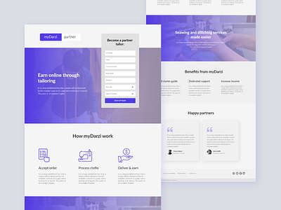 myDarzi Partner Landing Page clean ui design landingpage ui uiux ux ux design