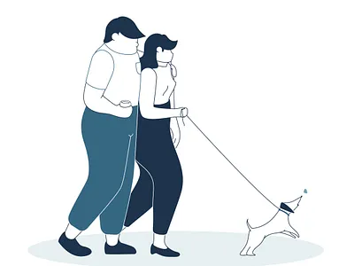 Short story of water fountain adobe illustrator blue couple date design dog flat fountain graphic design illustration illustrator leash linework love tap water vector walk water