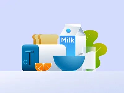 Food illustration style test 03 breakfast breakfast club dinner food fruits lunch milk style development style test style tests toasts