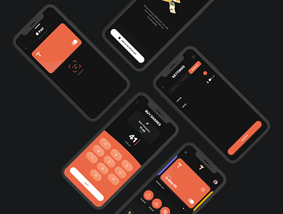 Fly UI Kit - Promo Images - Dark app bank banking dark mode design finance fintech investment ios iphone launch mobile money orange product promo purple release ui ui kit