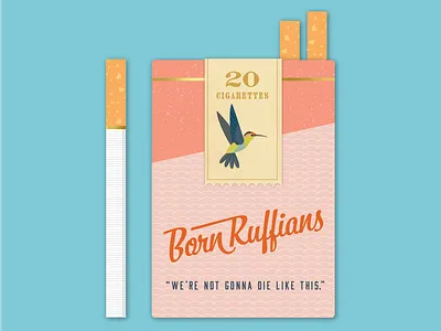 Born Ruffians Cigarette Pack branding design flat illustration packaging vector vintage