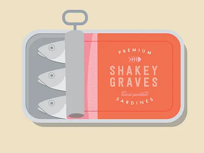 Shakey Graves Sardine Can design flat illustration packaging vector vintage
