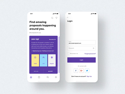 Travel App animation app app design card clean icon ios layout login lviv map minimal mobile mobile app design purple travel ui ux white white space