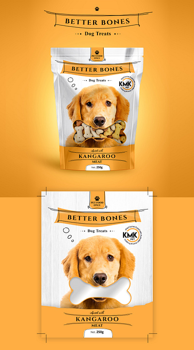 Small paunch for dog bones treats bones dog bones dog food dog treats package design pet pet food pet treats pouch design yellow