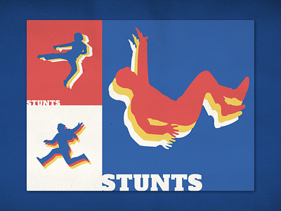 Stuntmen 70s art assets brand identity branding design flat design hollywood icon icon set illustrator logo retro silhouette stuntman stunts vector vector art