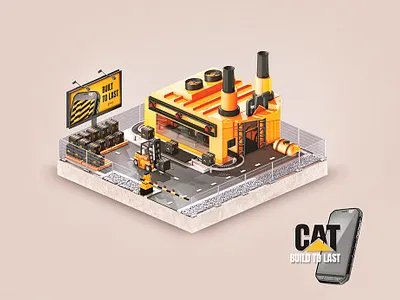 Cat Commercial black hot isometric lowpoly ui ux