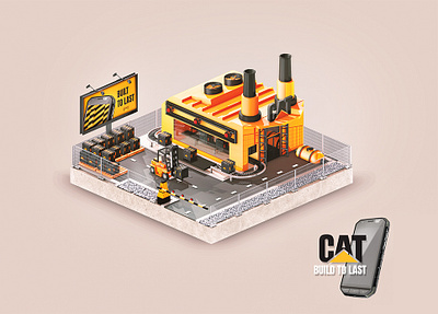 Cat Commercial black hot isometric lowpoly ui ux