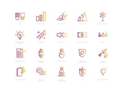 Gender Action Portal Icon Set abstract economic opportunity education gender gradient health icon design icon set minimal politics stem