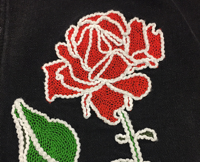 Rose chainstitch embroidery detail apparel apparel design apparel graphics applique chainstitch denim details embroidery fashion jean jacket