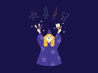 The Magician art brushes cute drawing empowerment illustration kid tarot vector