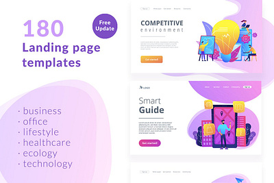 180 Landing page templates - Download 2020 app application branding design flat ios minimal mobile trend trending trends ui ux