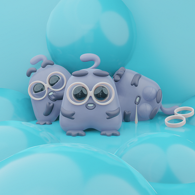 3D cute creature 3d blender blender3d blue clean creature cute design illustration mascot simple